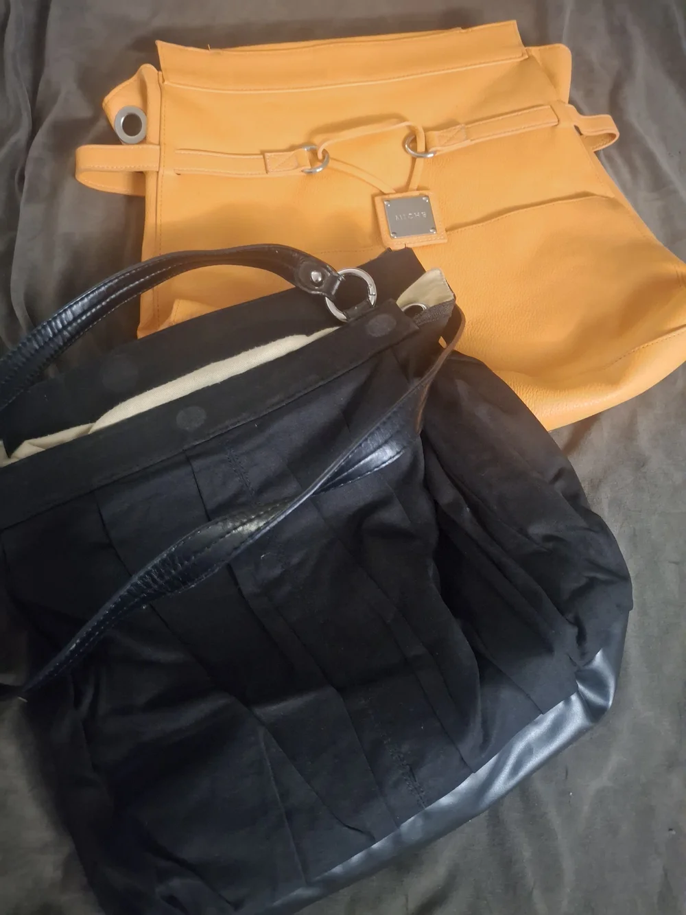 Orange Tote Bag with Black Handles